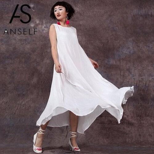 Vintage Robe Dress Women Summer Dress 2020 Sleeveless O Neck Large Sizes Long Maxi Dresses female 3XL 4XL 5XL Plus Size Dress