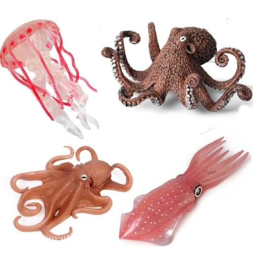 High Quality Simulation Ocean Animal Octopus Jellyfish Action Figure Collection Miniature Cognition Educational Toy for Children