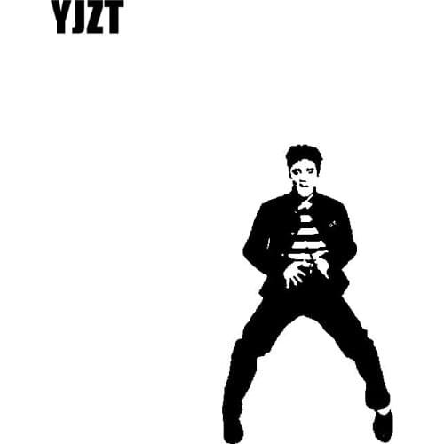 YJZT 10.3CM*17.8CM Rock Elvis Presley Vinyl Car Sticker Decal Motorbike Black/Silver C13-000555