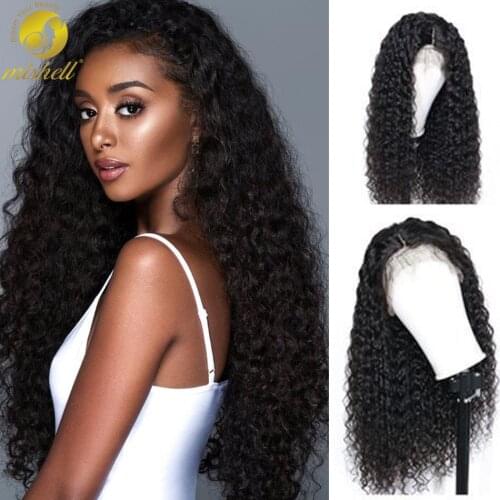 Mishell Kinky Curly Human Hair Wig For Black Women Deep Wave Curly 180% Density Lace Front Wig