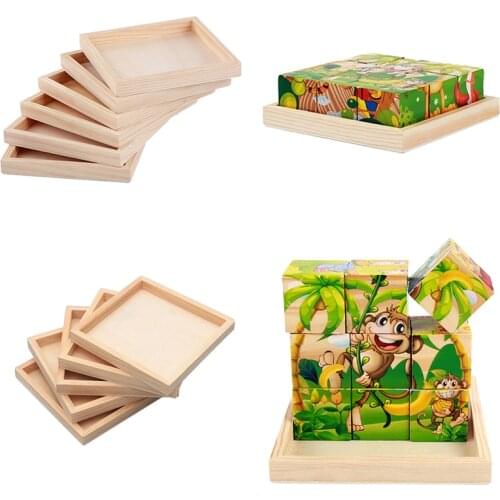 1 Pcs Wood Plate for Six-Sided Painting Building Block Wood Pallet 12cm X 12cm