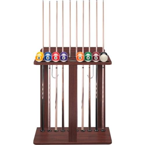 10 Hole Cue Floor Type Billiard Cue Holder 60.5*29.5*72cm Mahogany Color