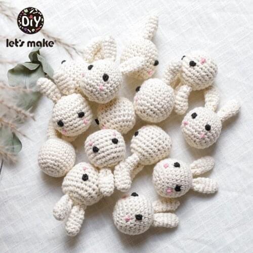 Lets Make 10pc Baby Teether Wooden Crochet Beads Panda Decoration BPA Free Wooden Teething Crochet Beads Children Product