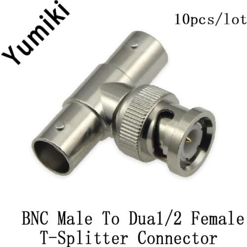 10pcs/lot CCTV BNC Male To Dual BNC Female Coal Converter Adapter For Cameras