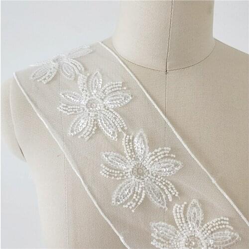 10pcs/Lot Glass Beading Embroidered Lace Patches DIYWedding Dress Clothing Accessories Lace Applique Dress VJZQ152902
