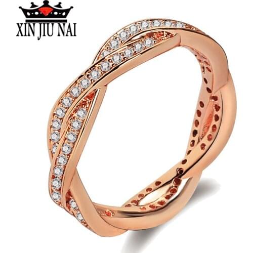 2 Colors Popular The Cross Gold Ring Female Double Crystal Ring 925 Silver Aneis De Ouro Zirconia 14k Gold Jewelry