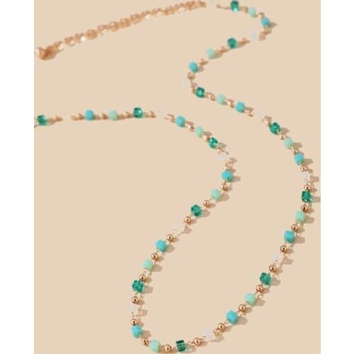 2021 Fashion Personality Bohemian Green Beaded Wild Simple Necklace Necklace Neck Chain Clavicle Chain Necklaces for Women