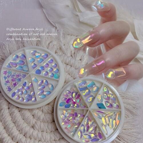 6 Grids Nail Art Tiny Steel Caviar Beads Mixed Size 3D Nail Art Decoration In Wheel Design Gold Silver Rhinestones Jewelry M