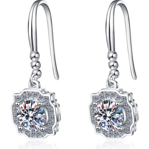 ANZIW 925 Sterling Silver Round Cut Moissanite Diamond Classic Hook Earring For Women Fashion Hook Earring Wedding Jewery