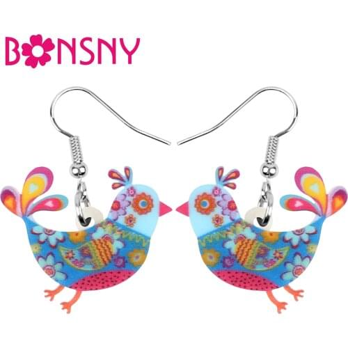 Bonsny Acrylic Floral Dove Pigeon Earrings Big Lightweight Bird Animal Dangle Drop For Women Girls Kids Trendy Gift Decoration
