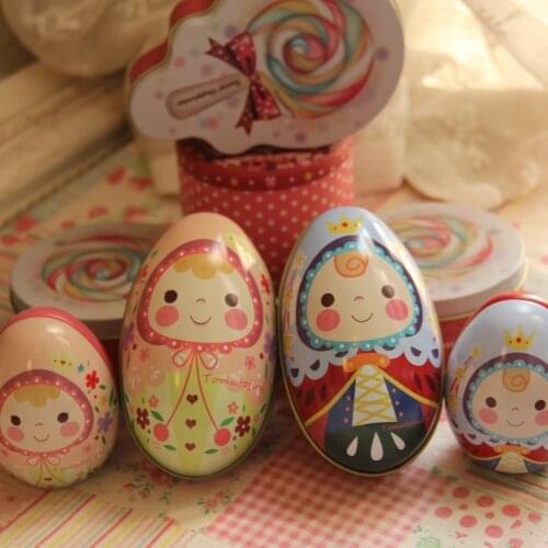 Free Shipping!4pc/lot Wedding Candy Box Egg Shape Tin Box Easter Eggs small tin case Chocolate Box Birthday Gift Box Mix Size