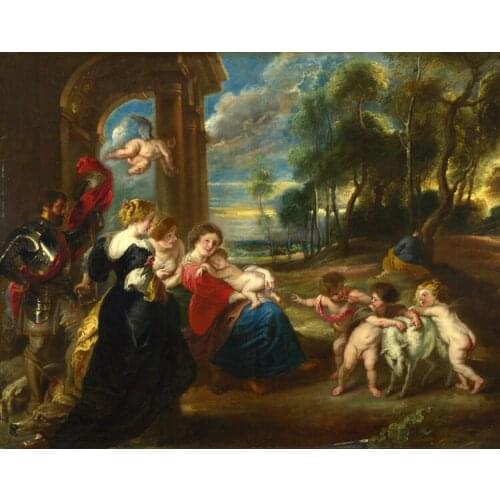 Free shipping classical religious figures baby angels landscape canvas prints oil painting on canvas wall art decoration picture