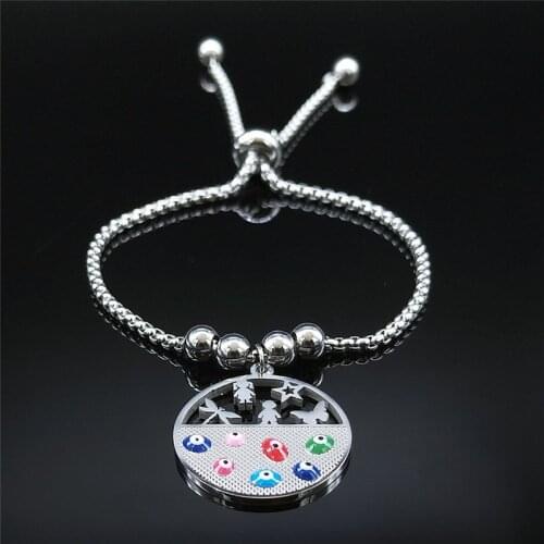 Family Stainless Steel Colorful Turkey Eye Boy Dragonfly Butterfly Beads Bracelets Bangles Women/Men Bracelets Jewelry B5234S01