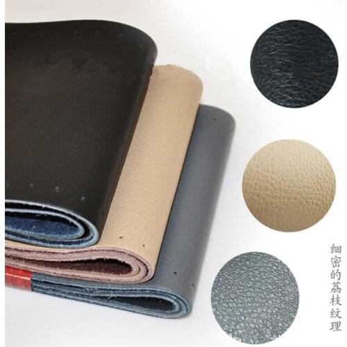 1pcs Black Gray Beige Brown DIY Genuine Leather Cowhide Car Steering Wheel Cover With Needles and Thread Red