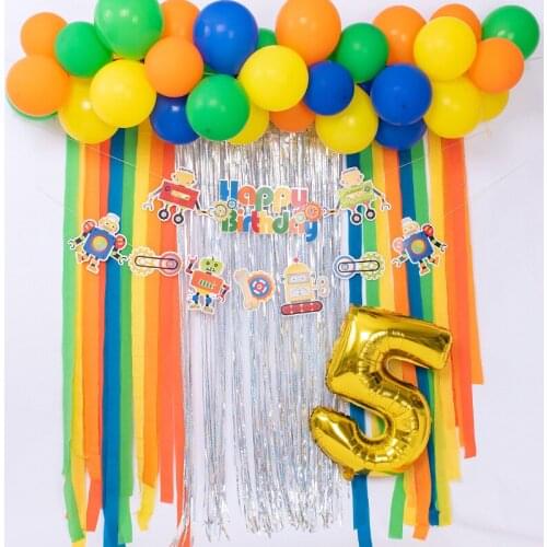 Birthday Party Decoration Supplies Color Crepe Paper Tassels Balloon Set for Party Wedding Background Wall Decoration Layout