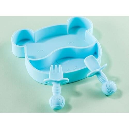 Baby bowl spoon fork Feeding Food Tableware BPA Free Cartoon Bear Kids Dishes Baby Eating Dinnerware Set Training Plates