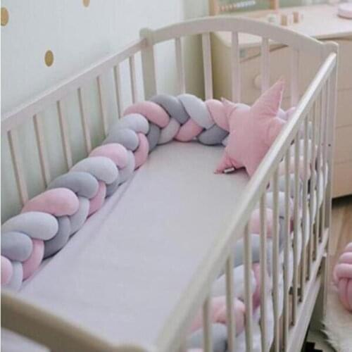 Baby Playpen Pillow Cushion Fence Newborn Crib Bumper Nordic 3 Braid Strip Weave Knotted Bed Guardrail Room Decoration Toy 1M 2M