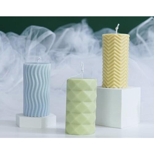 Candle Making Mold Modern Style Silicone Mold Geometric Cylindrical Horizontal And Vertical Stripes Party Decor DIY Craft