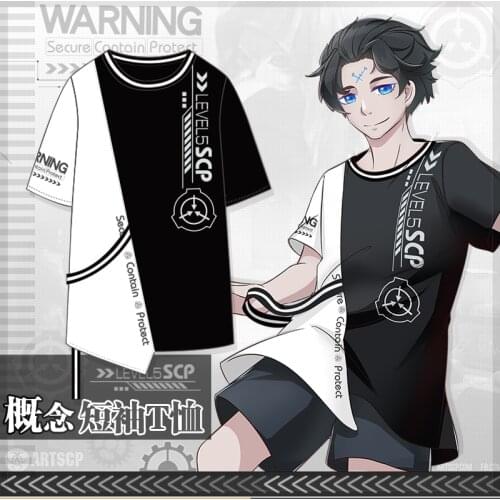 Anime SCP Foundation Loose Cotton Short Sleeve T-Shirt Tee Summer Men Women Student Casual Pullover Tops Cosplay