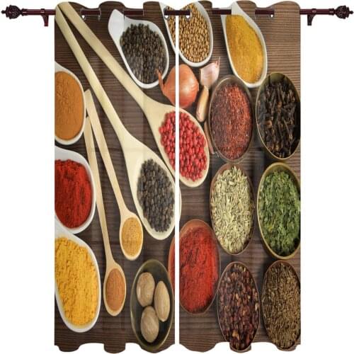 Exquisite Home Curtains Spices Cumin Pepper Living Room Bedroom Kitchen Translucent Polyester Decorative Curtains