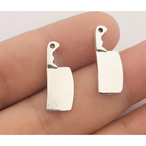 JINDINSP 15pcs Charms Kitchen Knife Meat Cleaver 23x10mm Antique Making Pendant Fit DIY Handmade Jewelry