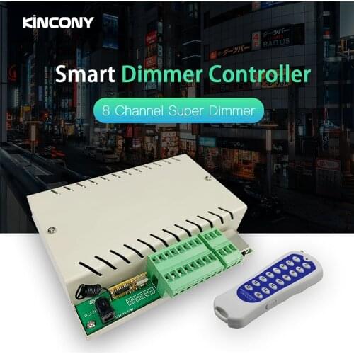 Kincony 8 Channel Smart Dimmer Controller Switch Light Dimmable 0-10V Output Ethernet Network TCP IP RS485 Wireless Remoter APP