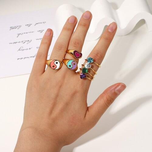 Heart Ring Girls Gift 316L Stainless Steel Rings for Women Anillos Jewelry Bijoux Femme Matching Ringen Vintage Bague Couple