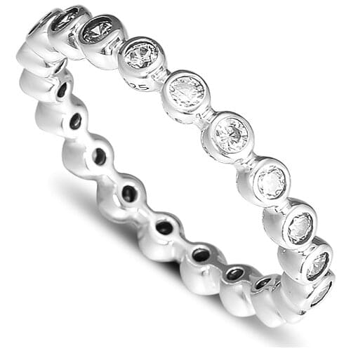 CKK 925 Sterling Silver Large Round Eternity Rings For Women Original Fashion Jewelry Making Anniversary Gift