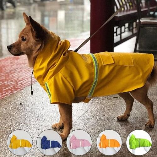 Pet Dog Raincoat Reflective Waterproof For Small Medium Large Dogs Breathable Clothes Jacket Labrador Out Walking S-5XL