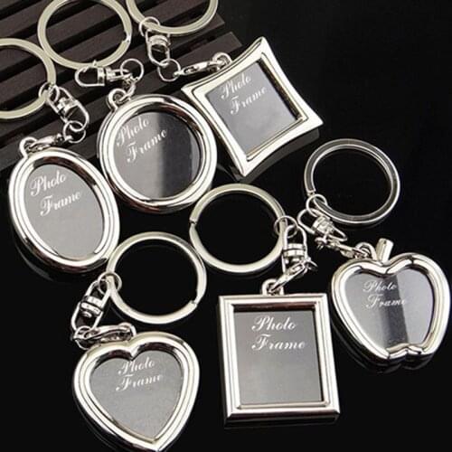 Creative Lovely Mini Heart Square Round Oval Insert Photo Frame Rotary Keychain Keyring Lover Gift Banquet Souvenirs