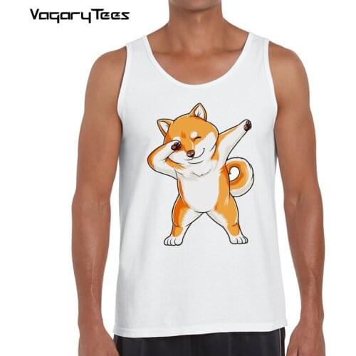 Shiba Inu TANK TOP For men cute dog Dab Dance tank top Dabbing Hip-Hop Pose vest harakuju design Tops
