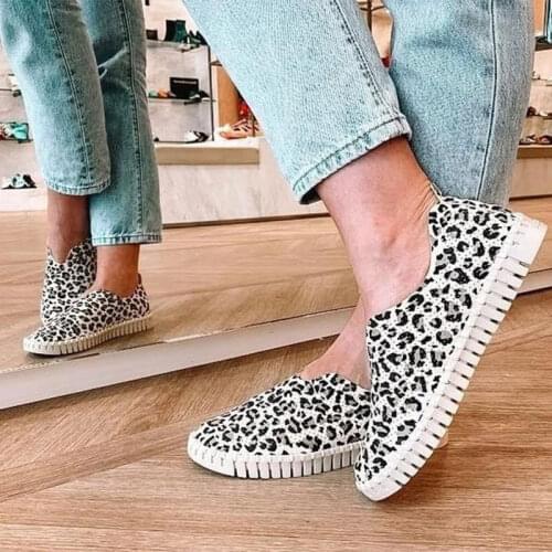 MCCKLE Womens Flats Slip On Leopard PU Leather Non Slip Casual Fashion Women Shoes Female Shallow Platform Ladies Footwear 2020