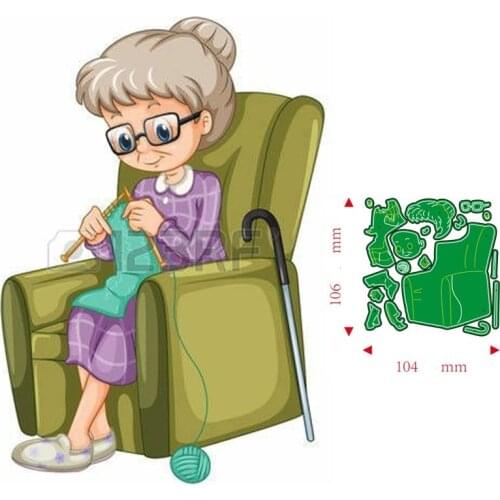 Metal Cutting Dies Elderly grandma DIY Scrapbooking Paper Cards Decorative Craft Embossing