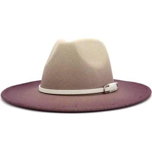 Mens cowboy woolen hats tie-dyed felt hats autumn and winter big along men and women jazz hats two-color British style hat2020