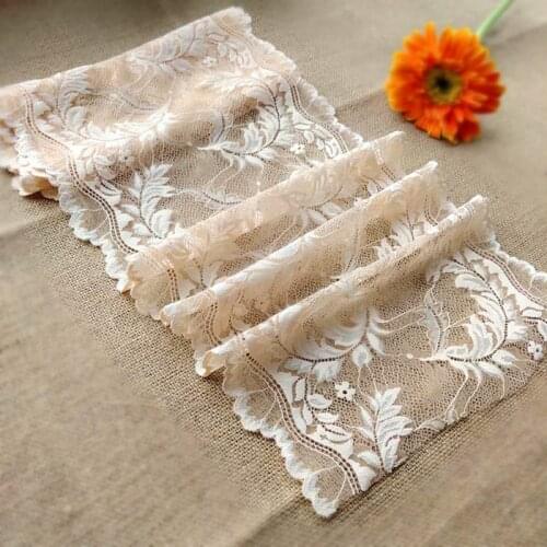 5Yard 22cm Wide Nylon Elastic Lace Trim For DIY Clothing Accessories Sewing Applique Stretch French Net Lace Fabric Skin Color