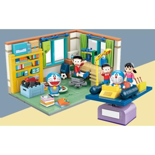 New Japan Classic Comic TV Anime Doraemons Nobitas Nobis`s Room Time Machine Model Building Blocks Bricks Kid Toy Gift
