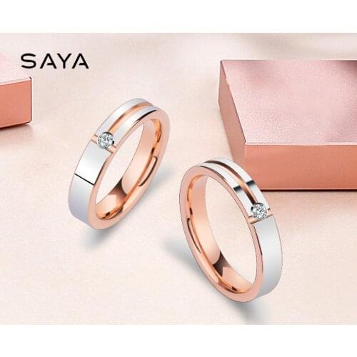 Wedding Ring, Rose Gold Plating Tungsten Rings CZ Stone Inlay Confort Fit Band, Free Shipping, Engraving