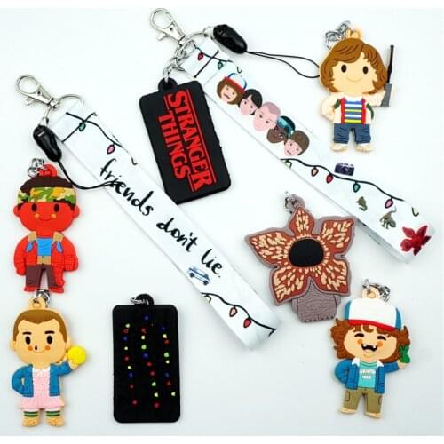 Stranger Things Mobile Phone Portable White Short Lanyard for Keys Phone Cord Strap Wrist Strap Keyring School Bag Keychain Gift
