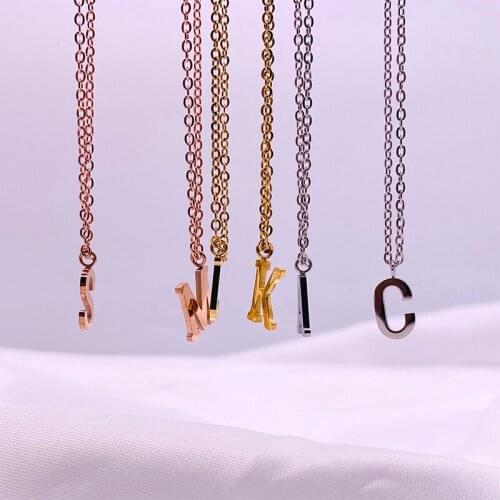 Stainless Steel Initial Letter Name Necklace For Women Men A-Z Alphabet Chain Necklace Jewelry Love Gifts Bijoux Femme Wholesale