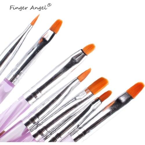 Finger Angel 7pcs Professional UV Gel Acrylic Nail Art Brush Set Gel Polish Painting Drawing Pen Manicure Tips Tool Kit LM001