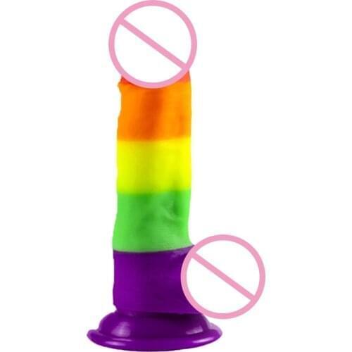 Multicolored Dildos Soft Silicone Suction G spot Massage Realistic Dildo For Lesbian Masturbate Erotic Adult Sex Toys For Women