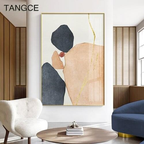 Modern Abstract Geometric Canvas Painting Multicolor Color Block Posters Prints Wall Art Pictures for Bedroom Living Room Decor