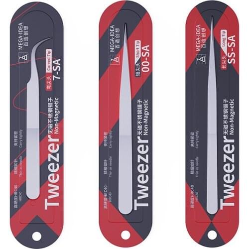 MEGA-IDEA Non Magnetic Stainless Steel Tweezers Fly Wire Long / Short / Pointed Forceps