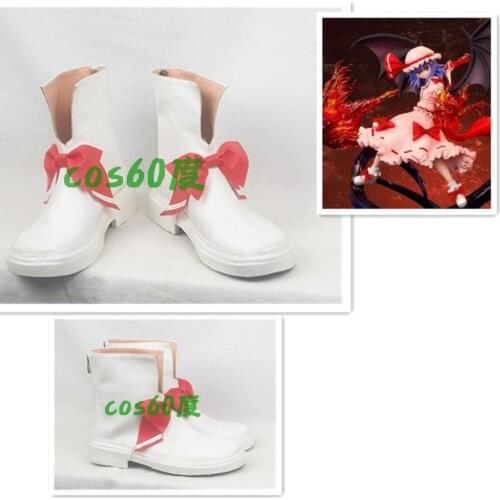 Touhou Project Remilia Scarlet White/Pink Version Cosplay Shoes Boots S008