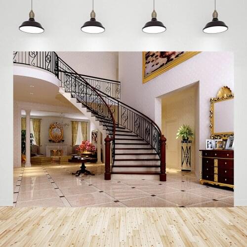 Interior Living Room Staircase Photographic Backgrounds Vinyl Backdrops for Photo Studio Children Baby Portrait Family Photocall