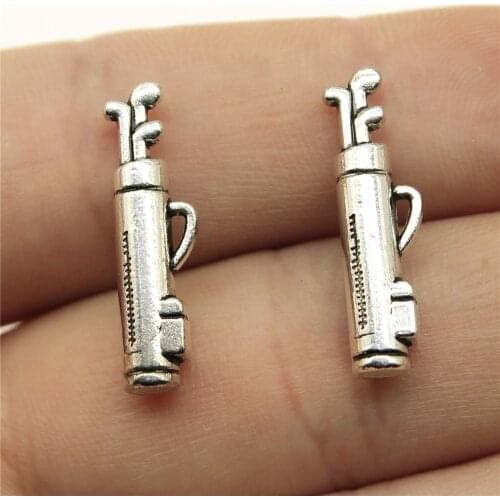 WYSIWYG 5pcs 24x6mm Golf Clubs Charm Pendants For Jewelry Making Antique Silver Color Golf Clubs Pendants Charm