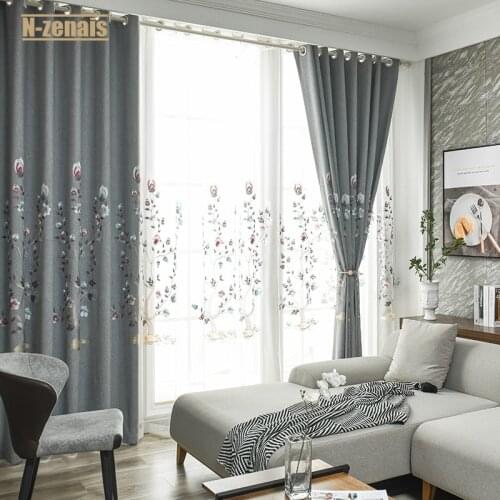 New Style Embroidered Curtain for Living Room and Bedroom Country Pastoral Fresh Fortune Tree Spot Curtains Curtain Living