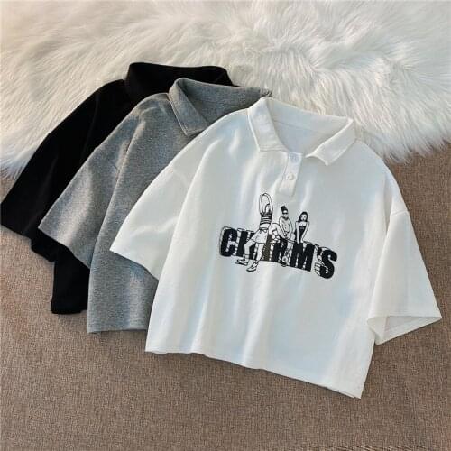 Womens clothing summer 2021Vintage Graphic Tee Crop Top Womens Short Sleeve polo shirts Fashion Short T-shirt y2k Clothing