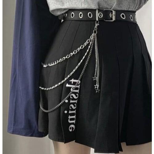 1PCs Star Pant Chain Women Three Layer Street Metal Trousers Key Chain Punk Hip-Hop Waist Chains Belt For Pants Jeans Belts