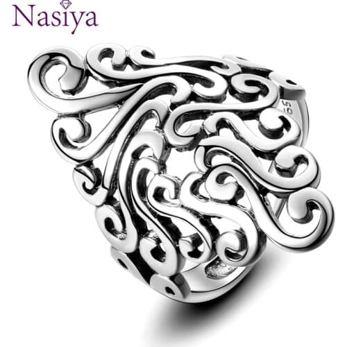 Womens Rings 925 Sterling Silver Fashion Womens Vintage Hollow Geometric Rings Bohemian Style Party Gift